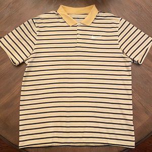 Nike Dri Fit Standard Fit Mens Large Yellow Black Striped Polo Shirt